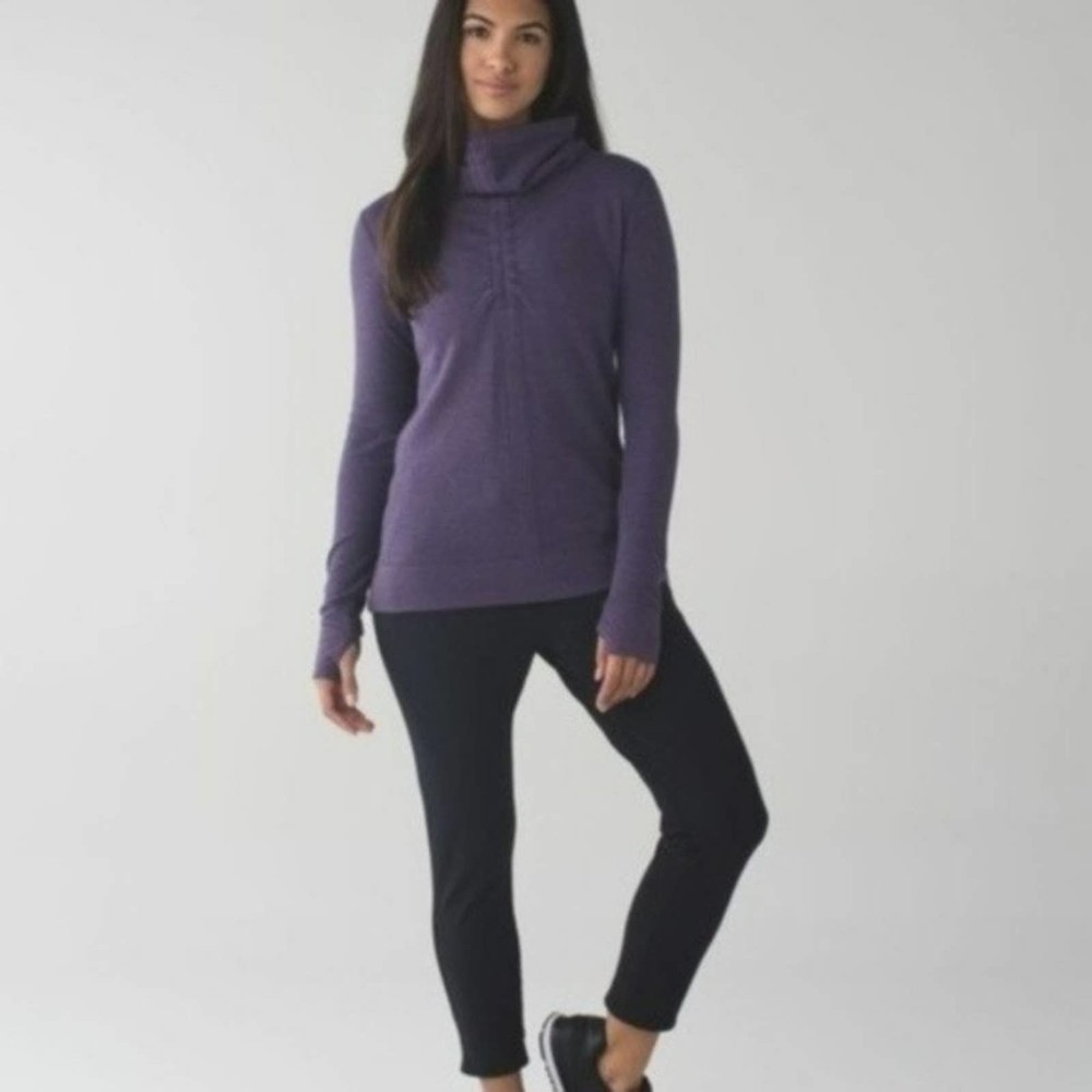 Lululemon In A Cinch Purple Reversible Cowl Neck Pullover Sweatshirt Size 6